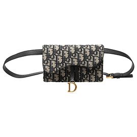 Autre Marque Borsa cintura Saddle in tela Dior Oblique blu