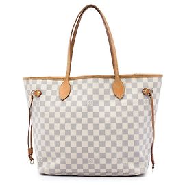 White Louis Vuitton Damier Azur Neverfull MM Tote Bag