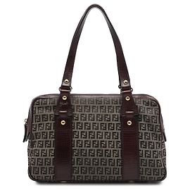 Bolso de hombro de lona Zucchino marrón de Fendi