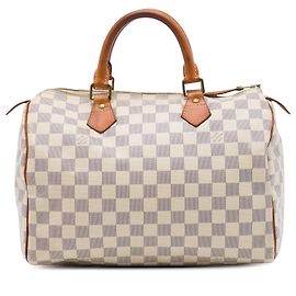 Borsa Boston Louis Vuitton Speedy 30 Damier Azur Bianca