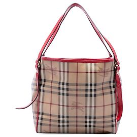 Sac Tote Canterbury Burberry Small Haymarket Check en toile enduite beige