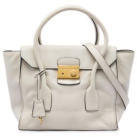 Sac Satchel Prada Vitello Daino Sound Lock Blanc