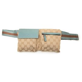 Borsa cintura Gucci GG Canvas Web con doppia tasca Beige