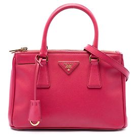 Prada Mini Saffiano Lux Galleria Double Zip Satchel Rosa