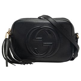 Borsa a tracolla Soho Disco Gucci in pelle di vitello nera