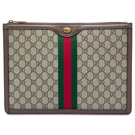 Gucci GG Supreme Web Ophidia Clutch Beige