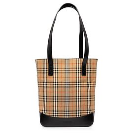 Borsa Tote Burberry Haymarket Check in tela beige