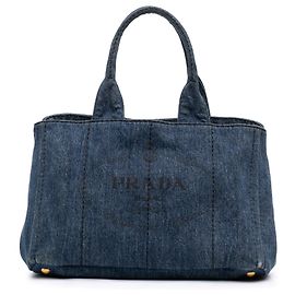 Prada Denim Canapa Logo Tote Satchel blau