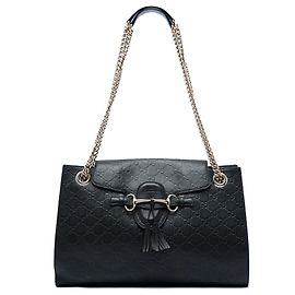Borsa a tracolla Gucci Emily Large Guccissima Nera