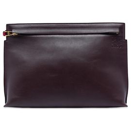 Bolsa de Mão Clutch Anagram T Pouch em couro bicolor vermelho LOEWE