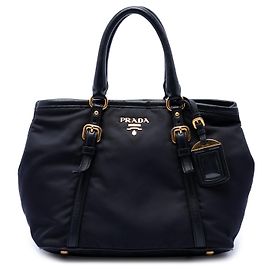 Bolso Satchel Prada de Tessuto con adornos de piel de becerro suave negro