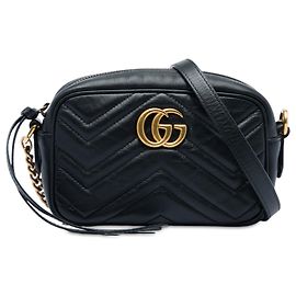 Bolsa Tiracolo Gucci Mini GG Marmont em couro de bezerro matelassé preta