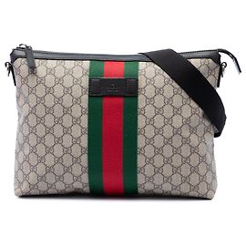 Borsa a tracolla Gucci GG Supreme Web beige