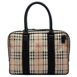 Mala de Negócios Burberry Haymarket Check em Lona Revestida Bege