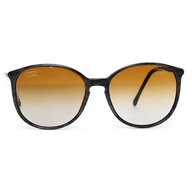 Chanel, Braune runde Sonnenbrille mit Grafikprint