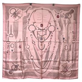 Hermès HERMES Etude pour une Parure de Gala Pink Silk Scarf