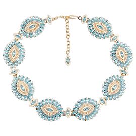 Cinto de corrente em metal dourado com cristais Swarovski turquesa Dolce & Gabbana anos 2000