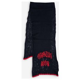 Autre Marque Sciarpa Dior by Galliano SS02 con ricamo logo 'Gothic' fuzzy