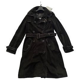 Dolce & Gabbana Black Suede Trench Coat