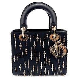 Christian Dior Lady Dior Schwarzer Satin und Perlenstickerei