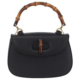 Gucci Vintage Convertible Bamboo Top Handle Leather Small