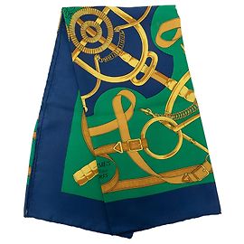 Lenço de seda Hermès Eperon D Or Azul 90 Scarves