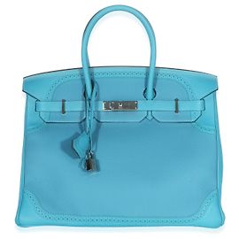 Hermès Turquoise Togo Swift Ghillies Birkin 35 PHW
