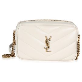 Autre Marque Borsa camera mini Loulou in pelle d'agnello monogramma chevron Crema di Saint Laurent