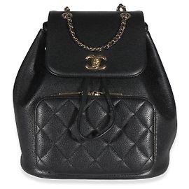Sac à dos Chanel Business Affinity en cuir caviar matelassé noir