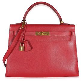 Hermès Rouge Vif Courchevel Kelly Sellier 32 GHW