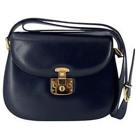 Gucci Borsa a tracolla vintage Lady Lock Box in pelle blu navy