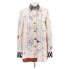 Blusa de seda Céline branca