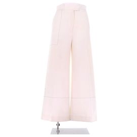 Céline Calças de crepe de seda bege