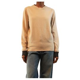 Gabriela Hearst Jersey Marnie beige con puños adornados - talla S