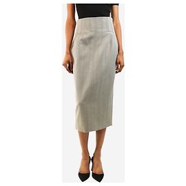 Autre Marque Grey Herringbone wool midi skirt - size UK 10