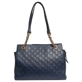 Borsa tote in pelle Blue Guccissima