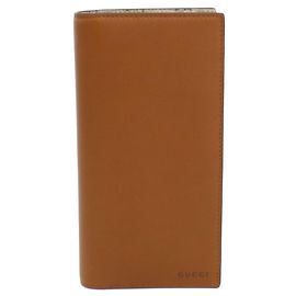 Portafoglio lungo bi-fold Gucci in pelle marrone