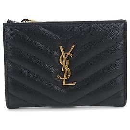 Autre Marque Saint Laurent Bi-Fold Portemonnaie aus schwarzem Kalbsleder