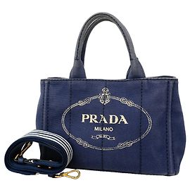 Borsa Tote Prada Canapa Canvas in blu