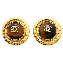 Pendientes de clip Chanel con ojo de tigre