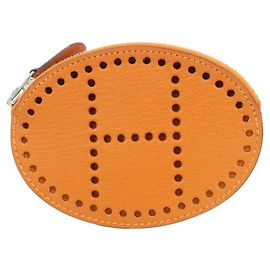 Hermès Portamonete Hermes Evelyne in pelle Chevre Orange