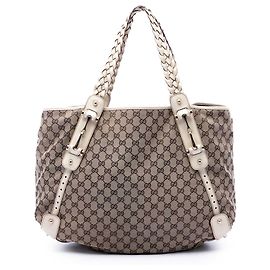 Borsa a tracolla Gucci Beige GG Canvas Horsebit Pelham