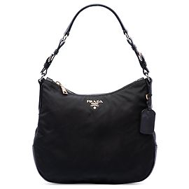 Bolso de hombro Prada de Tessuto con ribetes de Saffiano negro