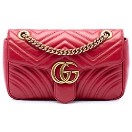 Borsa a tracolla Gucci GG Marmont Matelassé in pelle di vitello rossa Medium