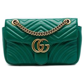 Borsa a tracolla Gucci Green Medium GG Marmont Matelassé in pelle