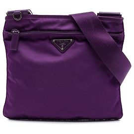Prada Sac Crossbody en Tessuto Violet avec Fermeture Éclair