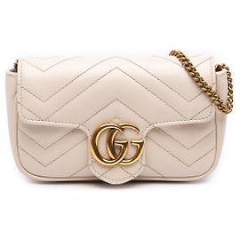 Borsa a tracolla Gucci Mini GG Marmont in pelle di vitello matelassé bianca
