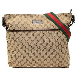Borsa a tracolla Gucci in tela GG beige con banda Web