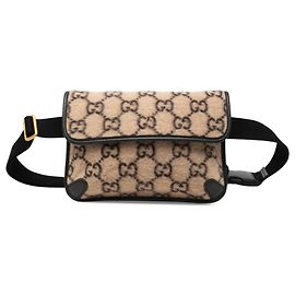 Bolso cinturón slim Gucci de lana beige GG
