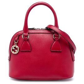 Borsa Gucci Red Mini Calfskin GG Charm Dome Satchel